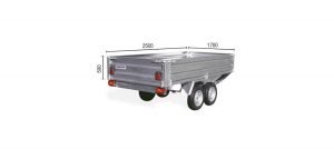 Remolque de carga Paletizable 2500 Tandem medidas
